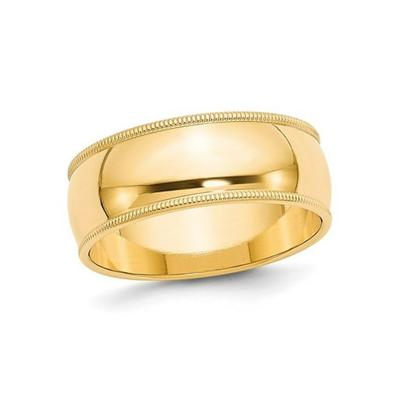 Gem & Harmony Mens 14K Yellow Gold 8mm Milgrain Wedding Band Ring for Men