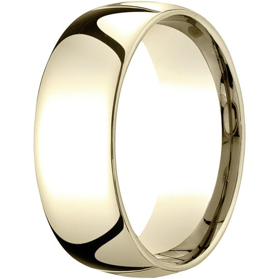 Mens 14K Yellow Gold, 8mm Slightly Domed Standard Comfort-Fit Wedding Band (sz 5.5)