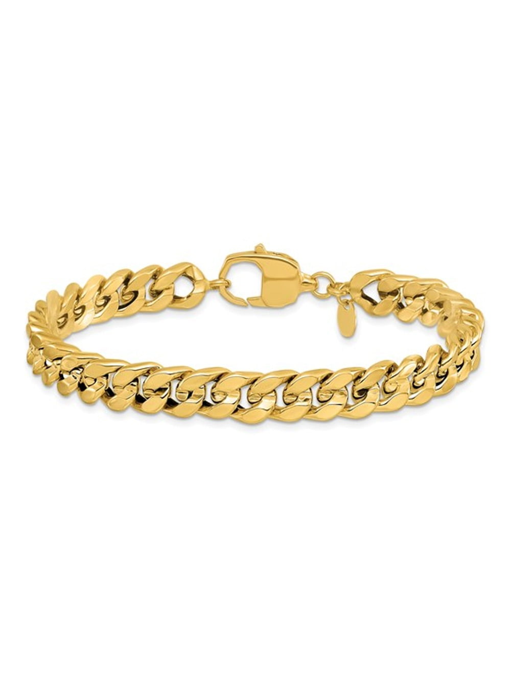 Gem & Harmony Mens 14K Yellow Gold Polished Curb Link Bracelet (8 inches) for Men