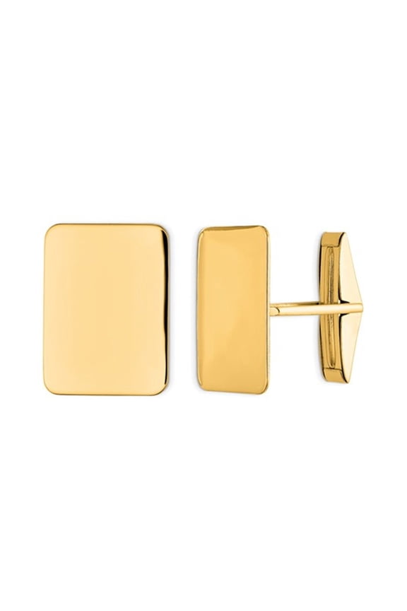 Gem & Harmony Mens 14K Yellow Gold Rectangular Cuff Links for Men