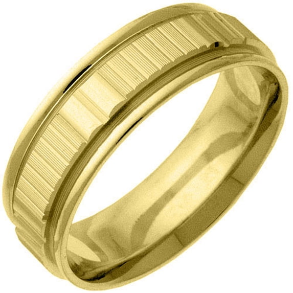 Mens 14KT Yellow Gold 6mm Satin Comfort Fit Wedding Band