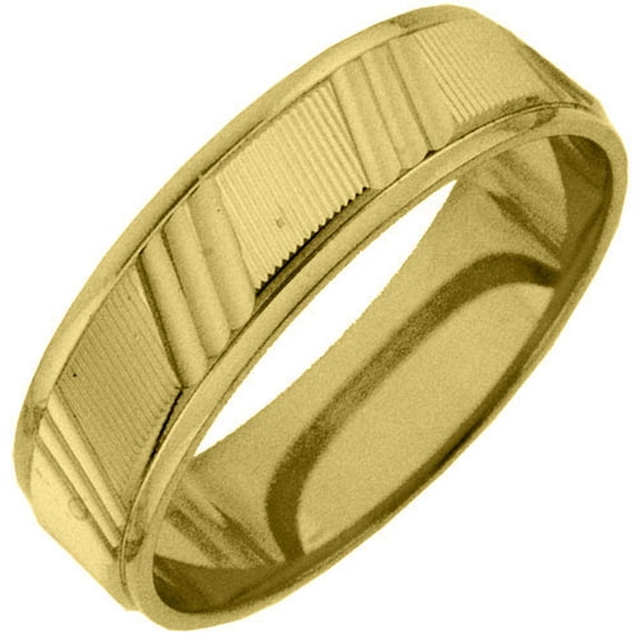 Mens 14KT Yellow Gold 6mm Satin Comfort Fit Wedding Band