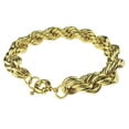 thumbnail image 1 of Mens 14k Gold Plated Big Rope Bracelet 9” x 14MM Hollow Twisted Hip Hop Wrist Chain, 1 of 6