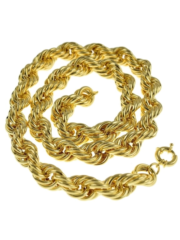 Mens 14k Gold Plated Hollow Rope Necklace 1980's Retro Hip Hop Big Dookie Chain 30" 20MM Thick