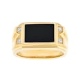 thumbnail image 1 of Mens 14k Gold Plated Sterling Silver Ring w/ Black Onyx & Cubic Zirconia, 1 of 4