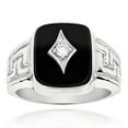 thumbnail image 1 of Mens 14k Natural Black Onyx and 0.1 Ctw Diamond Ring For Him (White Gold Size 8.5), 1 of 1