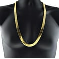 thumbnail image 1 of Mens 14k Yellow Gold Plated Herringbone Chain 30" Inch x 11MM Wide Thick Flat Hip Hop Necklace, 1 of 5