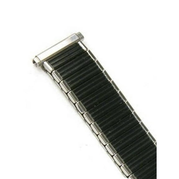 Mens 16-19mm  Black Silver Twist O Flex Stretch Expansion Watch Band Strap 5.8 INCHES LONG