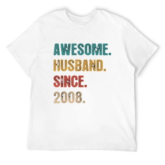 Mens 16th Wedding Anniversary Epic Awesome Husband Since 2008 T-Shirt White
