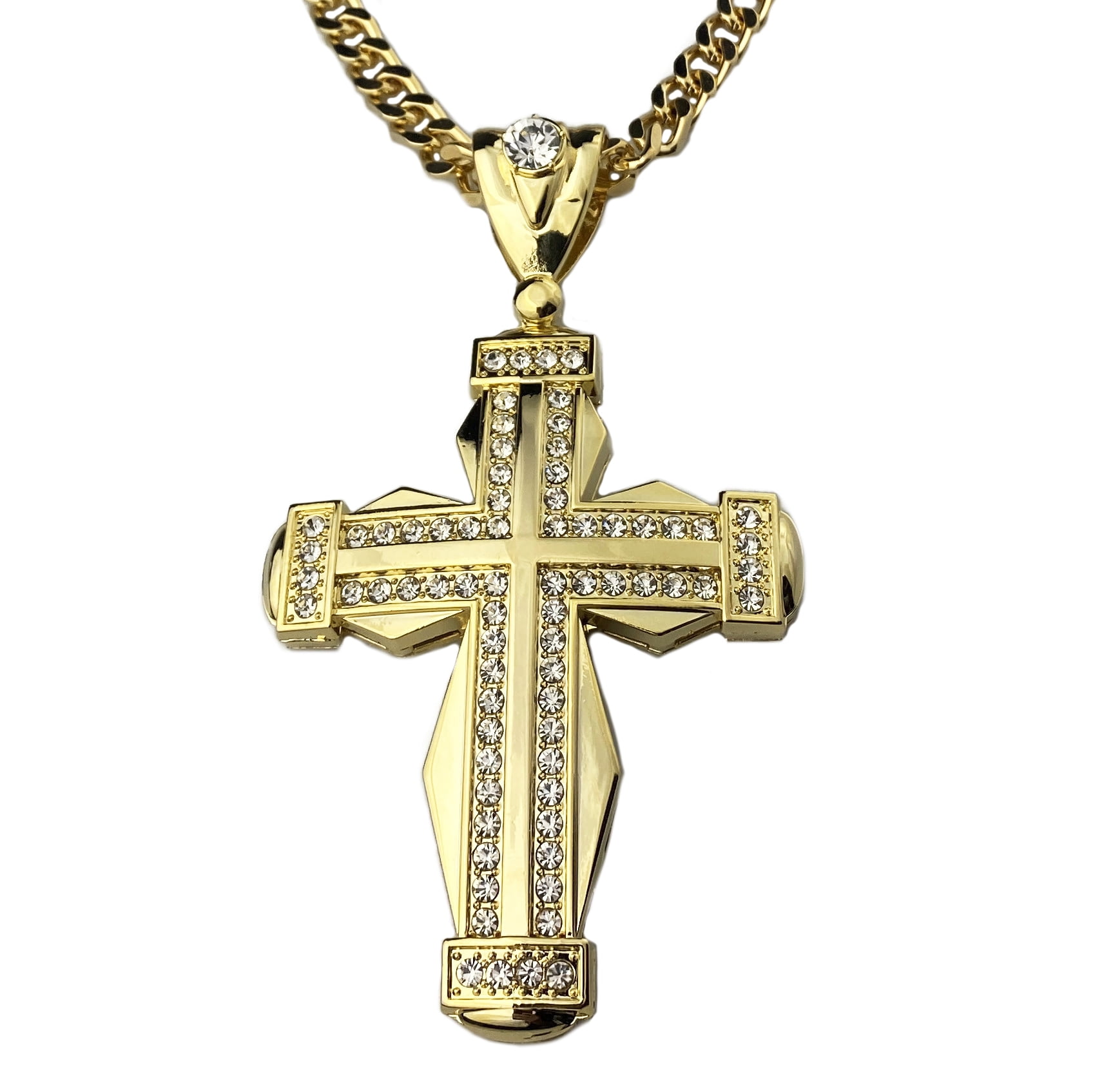 1pc Fashionable Stainless Steel Double Layer Chain Cross Pendant Necklace |  SHEIN USA