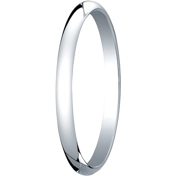 Mens 18K White Gold, 2.0mm Traditional Dome Oval Wedding Band (sz 4.5)