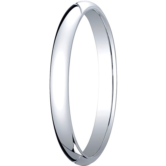Mens 18K White Gold, 2.5mm Traditional Dome Oval Wedding Band (sz 11.5)