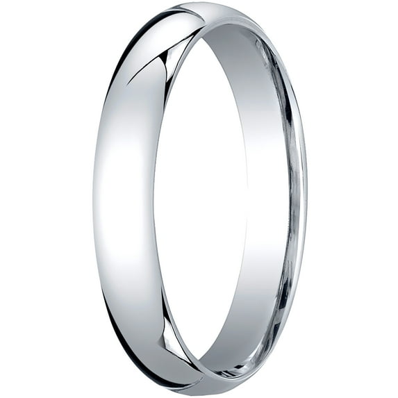Mens 18K White Gold, 4mm Slightly Domed Standard Comfort-Fit Wedding Band (sz 6.5)
