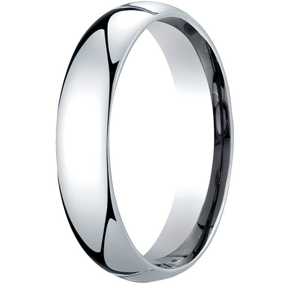 Mens 18K White Gold, 5mm Slightly Domed Standard Comfort-Fit Wedding Band (sz 8.5)