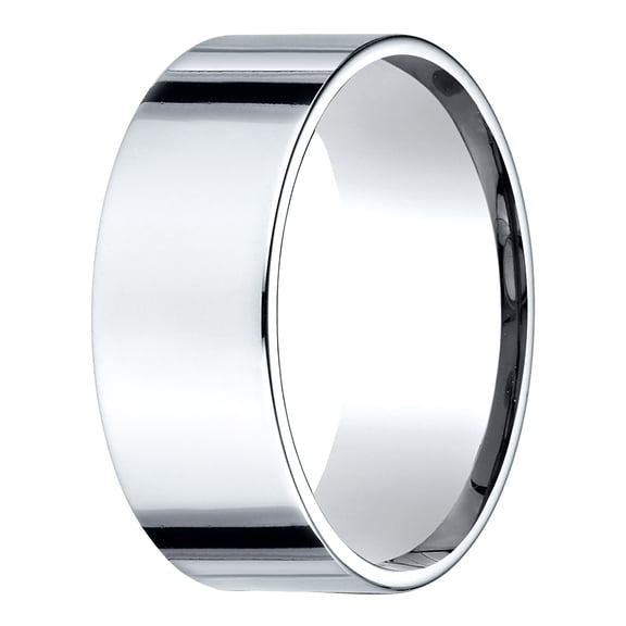 Mens 18K White Gold, 8.0mm Flat Comfort-Fit Wedding Band (sz 8)