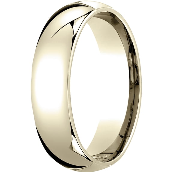 Mens 18K Yellow Gold, 6mm Slightly Domed Standard Comfort-Fit Wedding Band (sz 5)