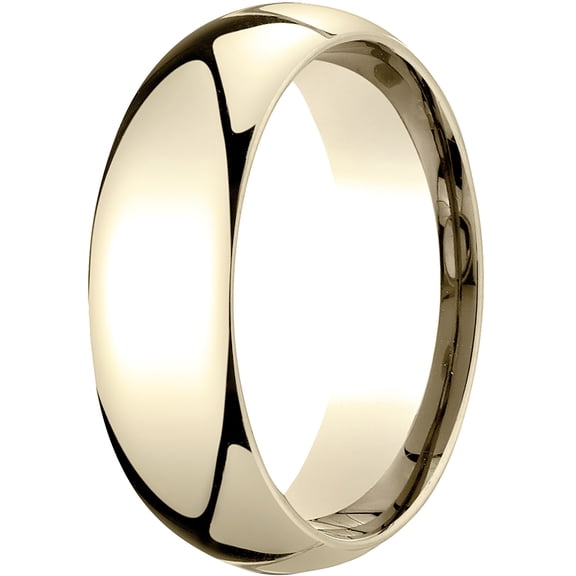 Mens 18K Yellow Gold, 7mm Slightly Domed Standard Comfort-Fit Wedding Band (sz 4)