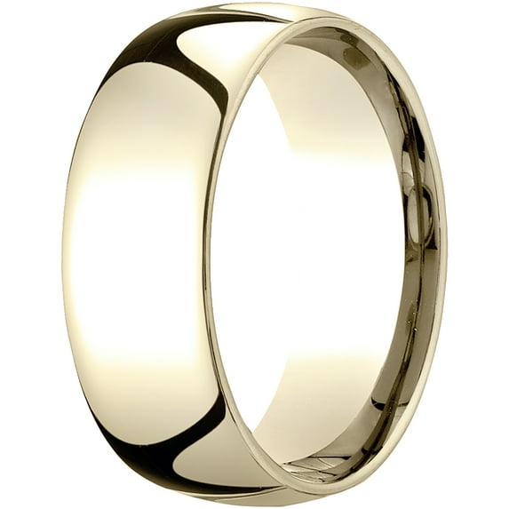 Mens 18K Yellow Gold, 8mm Slightly Domed Standard Comfort-Fit Wedding Band (sz 5.5)