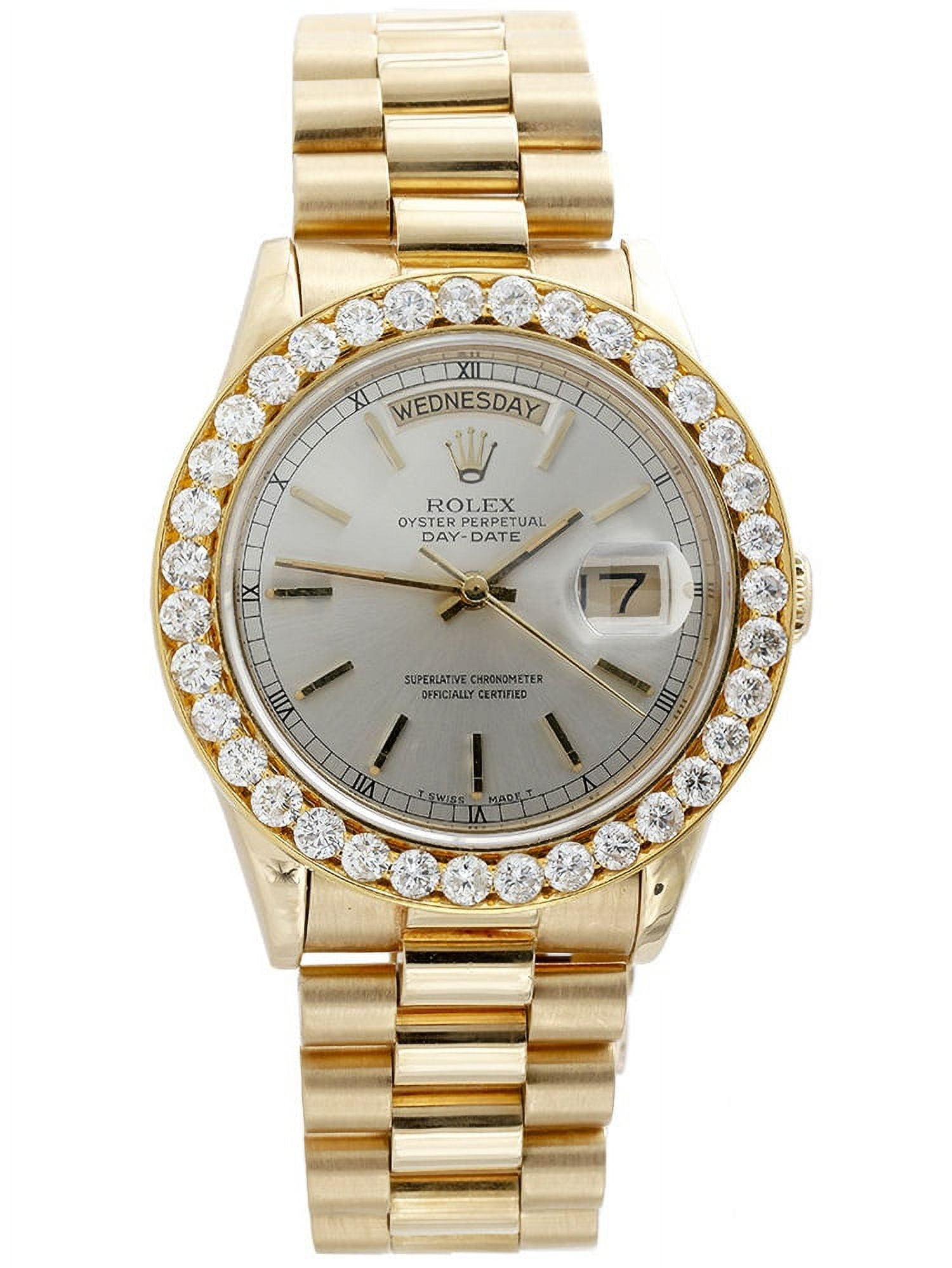 Pre-Owned Mens 18K Yellow Gold Diamond Watch 36mm Rolex President Day-Date 18038 3.75 Ct. | Seller ished