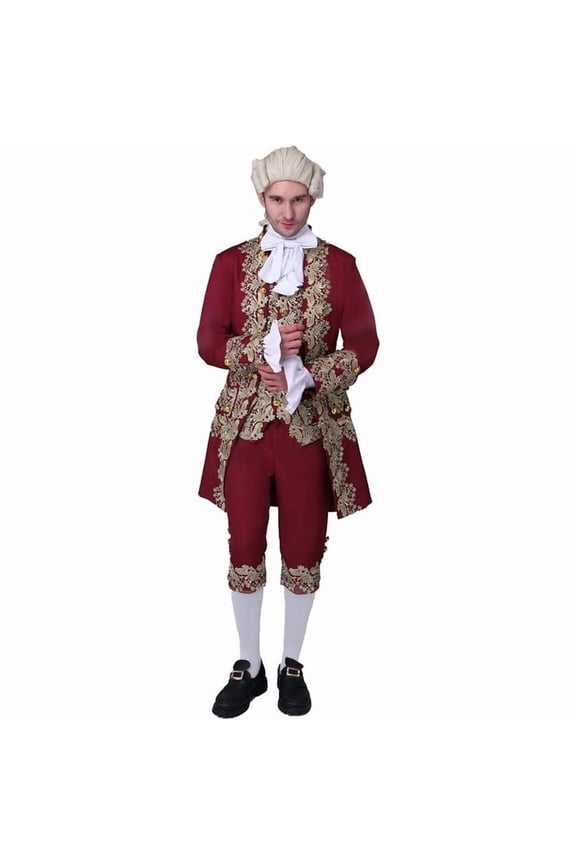 Mens 18th Century Court Red Suit Colonial Victorian British Style Rococo Formal Outfit Elegant Period Inspired Ensemble