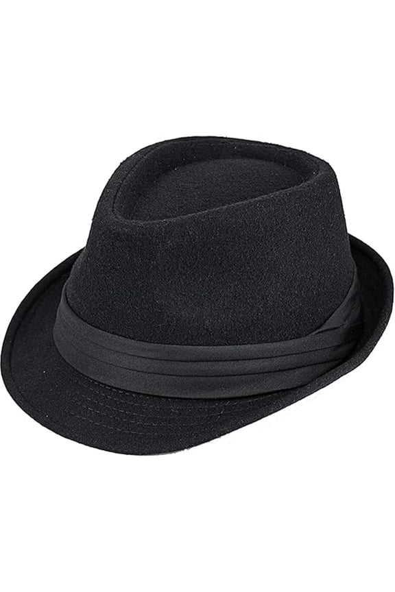 Mens 1920s Fedora Hat 20s Black Gangster Trilby Hats Manhattan Derby Jazz Cap for Women Medium