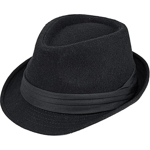 Mens 1920s Fedora Hat 20s Black Gangster Trilby Hats Manhattan Derby Jazz Cap for Women Medium