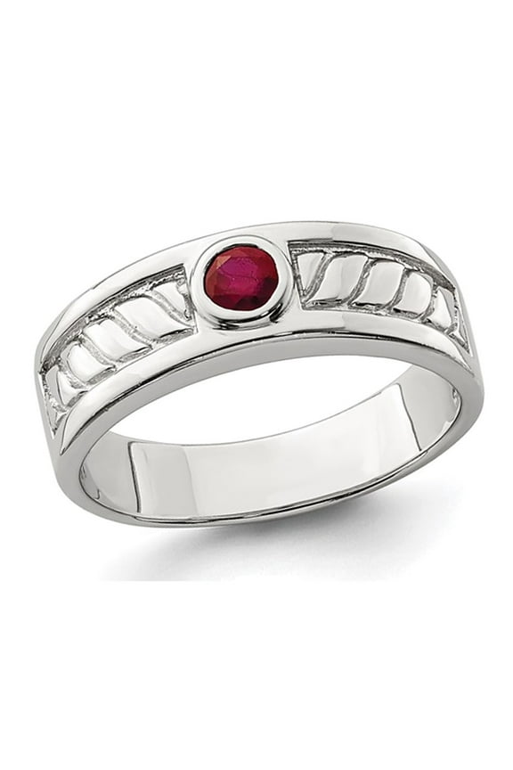 Gem & Harmony Mens 2.00 Carat (Ctw) Ruby Ring Band in Sterling Silver for Men