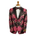 thumbnail image 1 of Mens 2 Button Hot Pink Fuschia & Black Floral Paisley Tuxedo Blazer By Alberto Nardoni Brand Designer, 1 of 3
