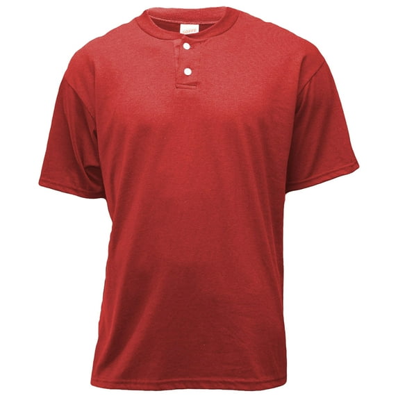 Mens 2-Button Placket Henley, Red, 2XL, Style, M206