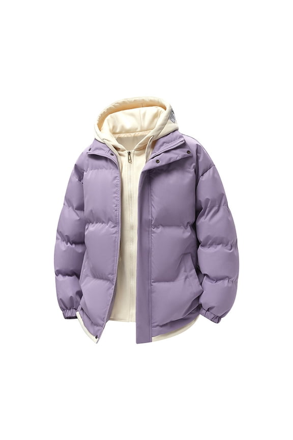 Mens 2 In 1 Winter Snow Coat Layered Look Warm Insulated Hooded Puffer Jacket Hooded Thick Warm Padded Down Jacket