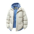 thumbnail image 1 of Mens 2 In 1 Winter Snow Coat Layered Look Warm Insulated Hooded Puffer Jacket Hooded Thick Warm Padded Down Jacket, 1 of 4