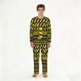 thumbnail image 1 of Mens 2 Pack Pajama Set Long Sleeve Pajamas Top and Pants Pjs Set Loungewear, Danger Caution Warning Police Stripe, 1 of 6