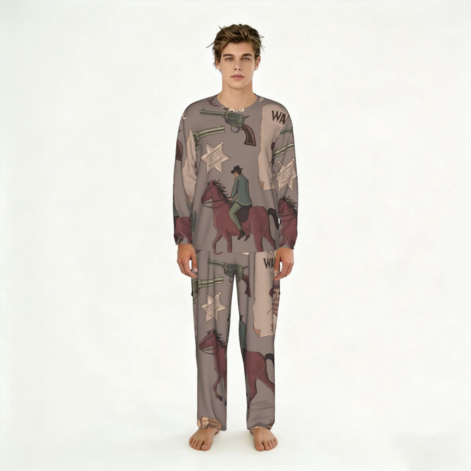 Mens 2 Pack Pajama Set Long Sleeve Pajamas Top and Pants Pjs Set ...