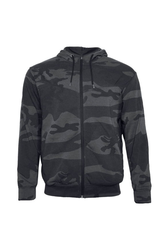 Mens 2-Piece Athletic Set Hoodie Zipper Sweater Jogging Pants Camo Grey S