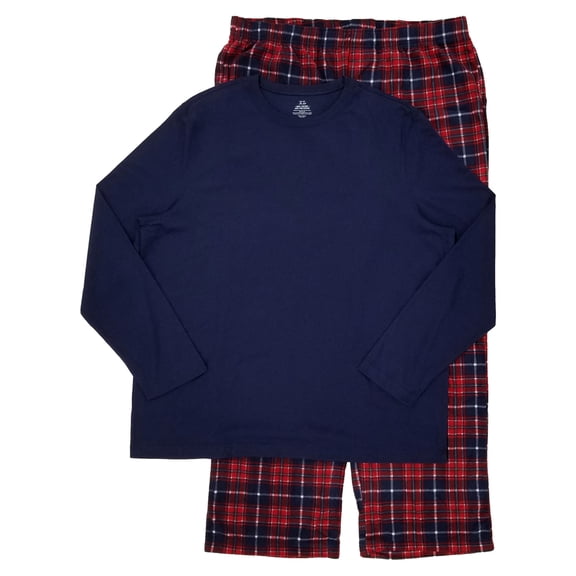 Mens 2 Piece Blue Long Sleeve Shirt & Microfleece Pants Sleepwear Pajama Set XL