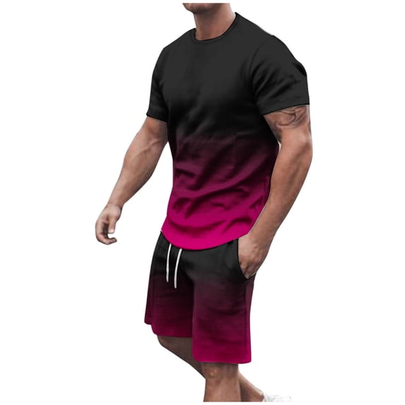Mens 2 Piece Outfit Set Athletic Workout Running Active Fit Short Sleeve T-Shirts and Shorts Sets, 4XL