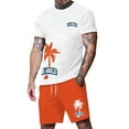 thumbnail image 1 of Mens 2 Piece Outfits Big and Tall Graphic T-Shirt and Drawstring Lounge Shorts Oversized Beach Vacation Sets,Orange,S, 1 of 4
