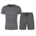 thumbnail image 1 of Mens 2 Piece Outfits Set Short Sleeve Crewneck T Shirt and Shorts Outfits Summer Casual Suits Running Gym Athletic Tracksuits for Men, 1 of 6