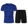 thumbnail image 1 of Mens 2 Piece Outfits Set Short Sleeve Crewneck T Shirt and Shorts Outfits Summer Casual Suits Running Gym Athletic Tracksuits for Men, 1 of 6