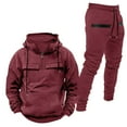 thumbnail image 1 of Mens 2 Piece Outfits Sweatsuit Oversized Sweatshirt Lounge Sets Baggy Sweatpants Fall Orange Tracksuit with Pockets Solid Fashion Warm, 1 of 5