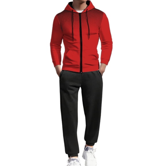 Mens 2 Piece Outfits Track Suits Slim Fit Hooded Full Zip Sweatshirt Jacket And Pants Casual Color Block Outfit Activewear