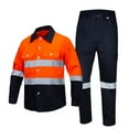 thumbnail image 1 of Mens 2 Piece Set Outdoor Work Long Sleeve Shirt and Pants with Pockets Construction Workwear Outfits Sets, 2XL, 1 of 4
