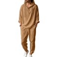 thumbnail image 1 of Mens 2 Piece Sets Hooded Henley Shirt Lightweight Long Sleeve Loose Pants Summer Beach Vacation Outfits, 1 of 5