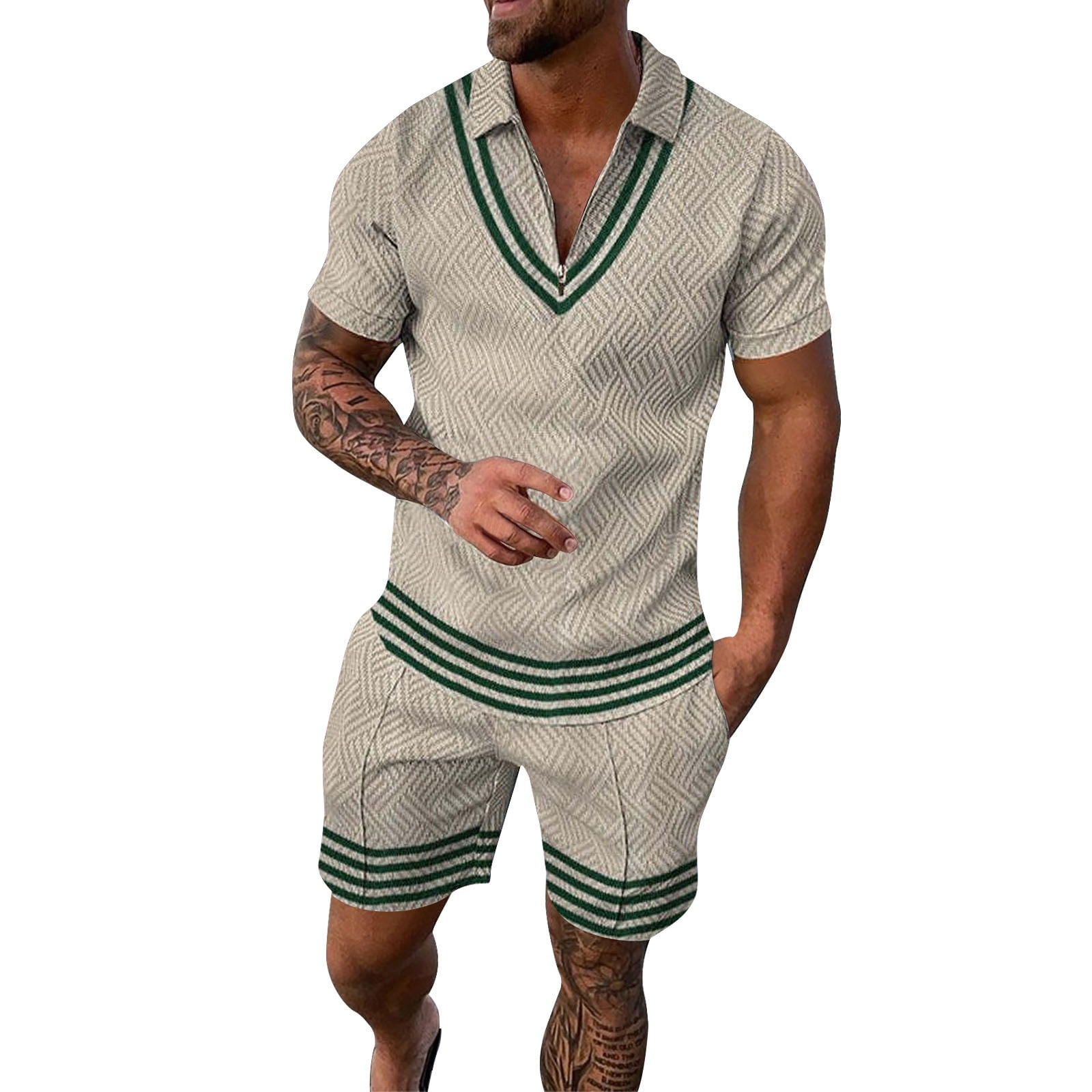 Rainbow Hawaiian Sets 2 Pieces For Men's Beach Shirt And Shorts Sets