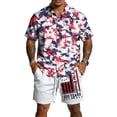 thumbnail image 1 of Mens 2 Piece Short Sets US 250 Years Anniversary Short Sleeve Shirts and Shorts Summer Beach Vacation Outfits, 1 of 6