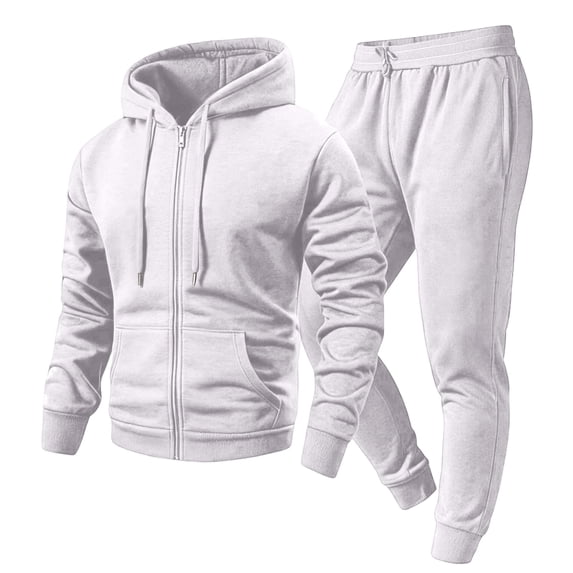 Mens 2 Piece Sweatsuit Full Zip Hoodie Cuffed Jogger Sweatpants Matching Athletic Tracksuit Set For Sport Travel Outdoor Activities
