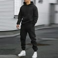 thumbnail image 1 of Mens 2 Piece Sweatsuit Outfits Hoodie Sweatshirt & Joggers Sweatpants Set Tracksuit Black L, 1 of 3