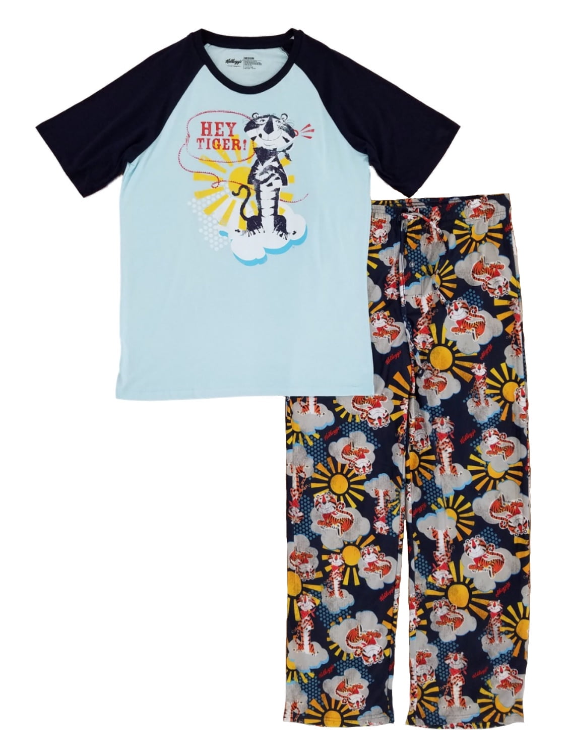 Mens 2-Piece Tony The Tiger T-Shirt Flannel Pants Sleepwear