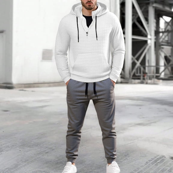 Mens 2 Piece Tracksuit Athletic Sweatsuit Full Zip Jogging Long Sleeve Casual Sports Outfits Athletic Jogging Fall Winter Tracksuit