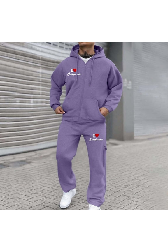 Mens 2 Piece Tracksuit Full Zip Sports Jogging Suits Sets Athletic Running Sweatsuits with Zip Pockets Track Suit for Jogging or Warm Up